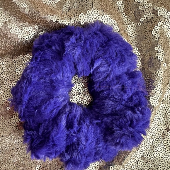 Minky Hair Scrunchie Purple Crushed Marble Handmade - Picture 1 of 1